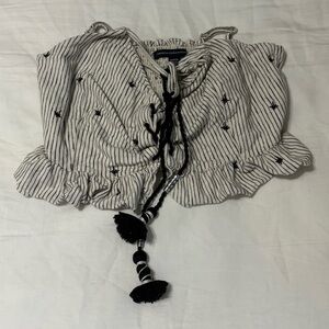 American Eagle Outfitters Striped Crop Top - Black and White